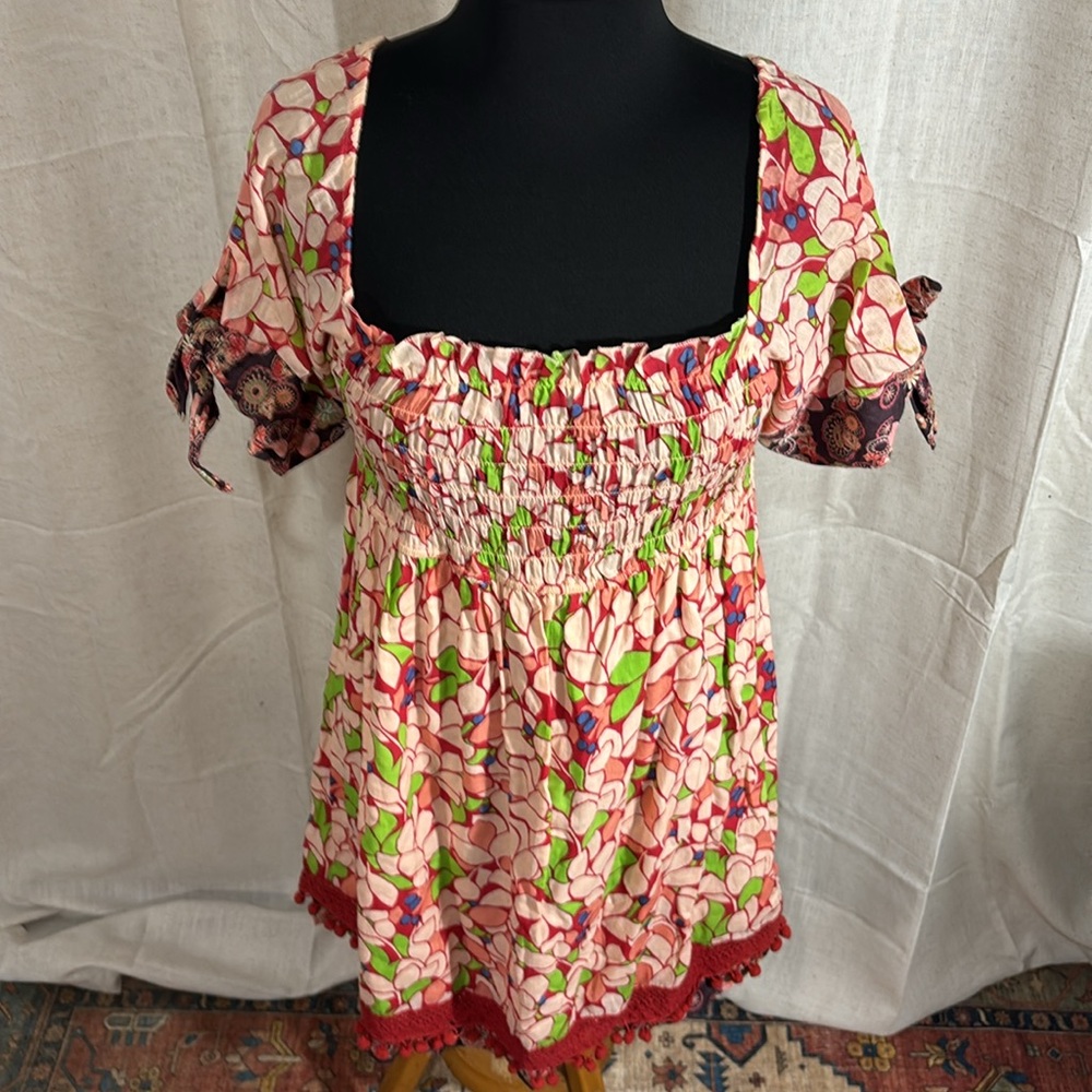 Blue Plate Floral Smocked Minidress - Picture 2 of 9